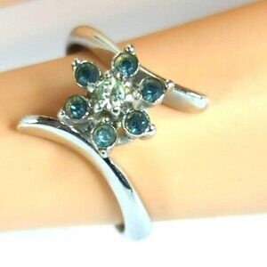 Vintage Espo Designer Esposito 14K GE Gold Plated Blue Clear Gemstones Ring